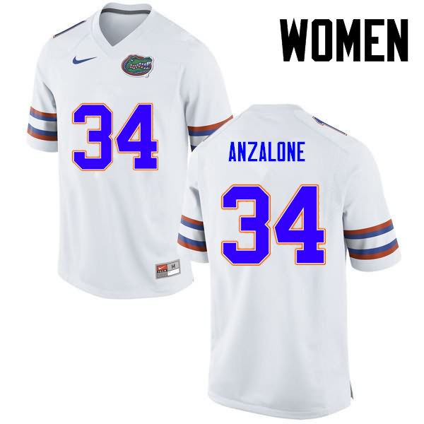 Women's NCAA Florida Gators Alex Anzalone #34 Stitched Authentic Nike White College Football Jersey QQY7665NS